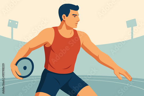 Discus Thrower in Action A Study in Athletic Focus.