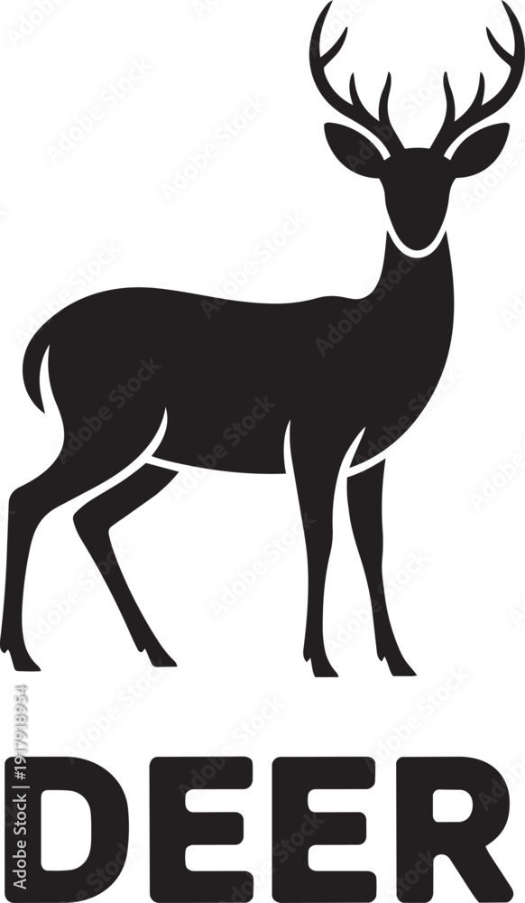 Obraz premium Elegant female deer silhouette grazing gracefully on checkered background, gentle creature