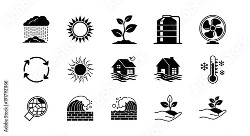 Sustainable Energy and Eco-Friendly Living Icons.