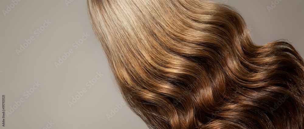 Fototapeta premium Luxurious flowing blonde and brown hair with silky smooth texture and natural highlights showcasing healthy hair care and beauty salon treatments.