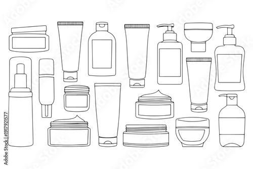 Cream Cosmetic set Lineal Element Simple Shapes Vector