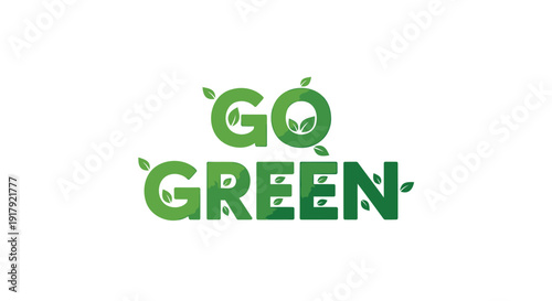 Eco friendly Go Green logo with leaf design, vector illustration