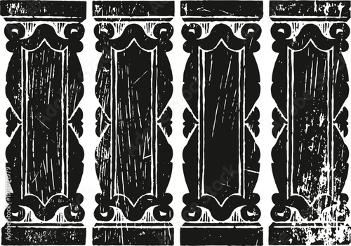 Vintage wood carved pillar templates ornate classical architectural column designs in distressed