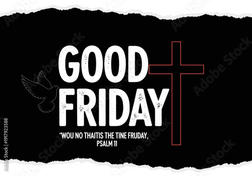 Good friday inspirational quote with cross and dove