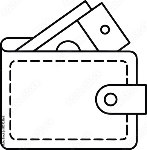wallet   line art vector illustration on transparent background