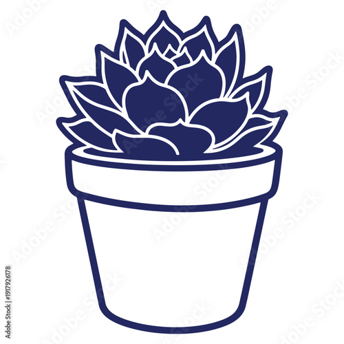 Minimalist succulent plant in a pot vector illustration perfect for adding a touch of greenery to your design projects