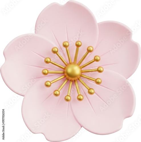 Soft Pink 3D Cherry Blossom Flower