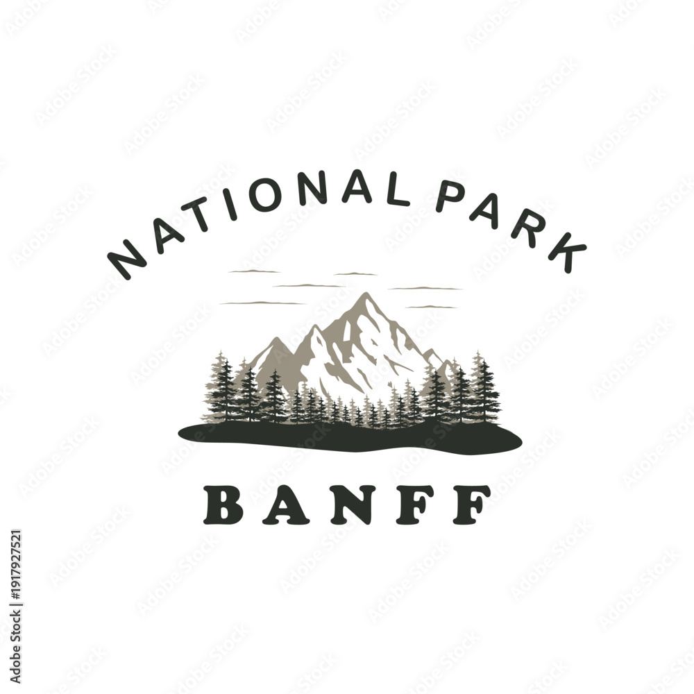 Obraz premium This Banff National Park logo design combines a timeless vintage aesthetic with a professional and modern touch, creating the impression of an established and trusted community or brand.