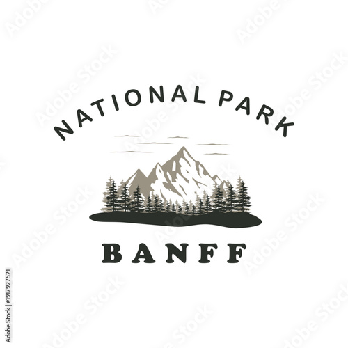 This Banff National Park logo design combines a timeless vintage aesthetic with a professional and modern touch, creating the impression of an established and trusted community or brand.
