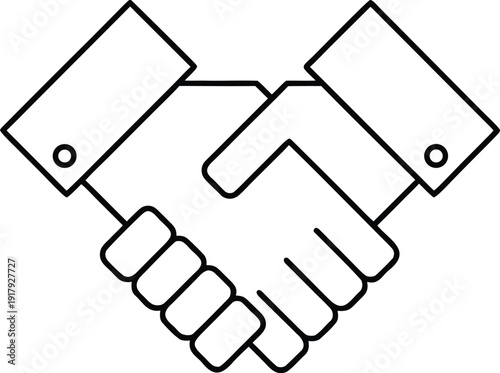 handshake line art vector illustration on transparent background