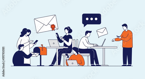 Office Team Discussing Email Communication.