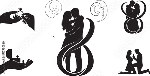 Romantic Love Silhouettes and Relationship Concepts