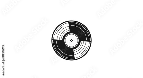 Abstract Black and White Segmented Vinyl Record Icon