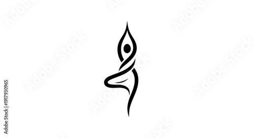 Abstract Yoga Tree Pose Silhouette for Wellness and Balance