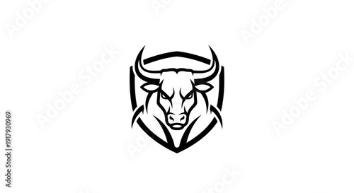 Wallpaper Mural Aggressive bull head shield emblem logo design Torontodigital.ca