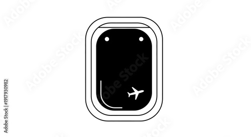 Airplane Window Icon with Plane Symbol - Minimalist Travel Illustration