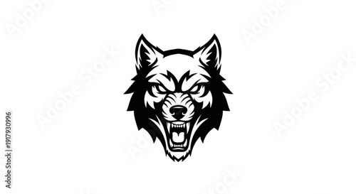 Aggressive Snarling Wolf Head Mascot Logo Illustration