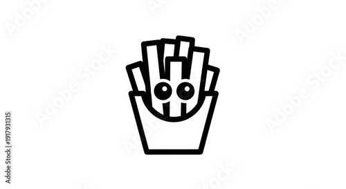 Cute Cartoon French Fries Icon Illustration with Happy Face