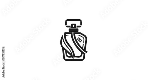 Elegant Perfume Bottle Icon with Decorative Ribbon