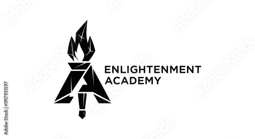 Enlightenment Academy logo with stylized torch and flame, symbolizing knowledge and education