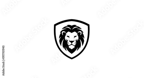 Lion Head Shield Logo Design, Majestic Animal Emblem for Strength and Power