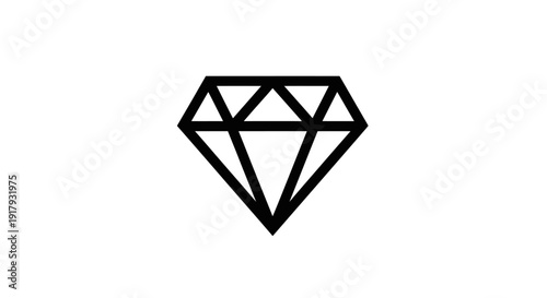 Minimalist Black Outline Diamond Icon on White Background