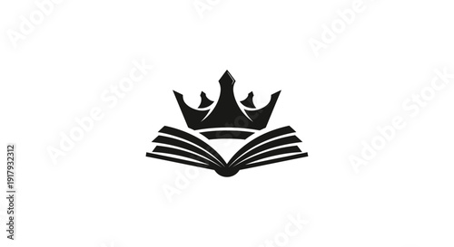 Royal Book Logo Icon - Crown and Open Book Symbol for Knowledge and Authority