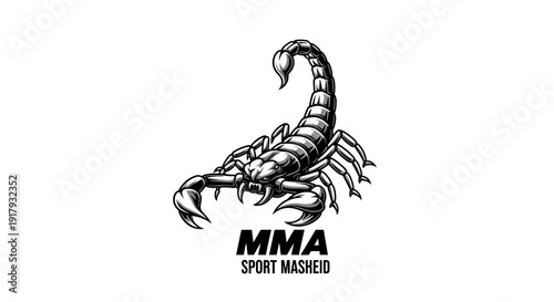 Scorpion MMA Sport Logo Illustration Black and White Vector Graphic for Combat Sports