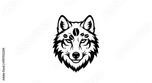 Strong Wolf Head Logo with Coffee Beans - Wild Animal and Caffeine Emblem Design