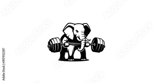 Strong Elephant Weightlifting Mascot Logo Design