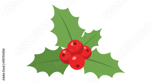 Holly Berries Illustration, Vector Style Graphic, Festive Christmas Holiday Design