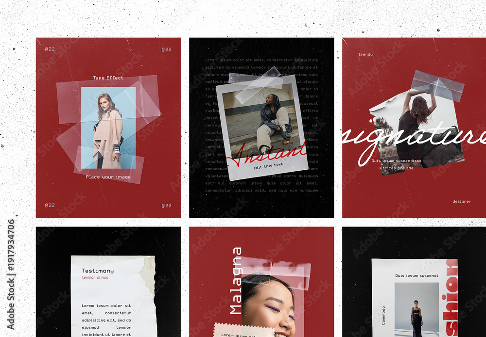 Modern Tape Overlay Social Media Collection Stock Template | Adobe Stock