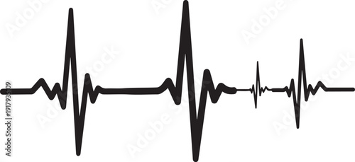 ECG heartbeat rhythm illustration on white background