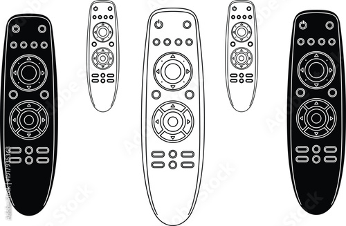 Remote control icon set isolated on white background electronic device vector illustration