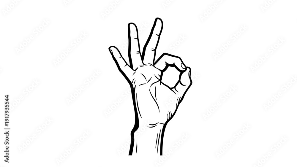Obraz premium Hand Gesture OK Sign, Perfect Approval, Success, Agreement, Positive Communication