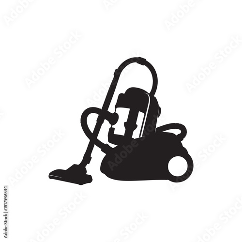 Vacuum cleaner silhouette vector art white background.