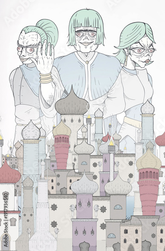 Emperor and city illustration