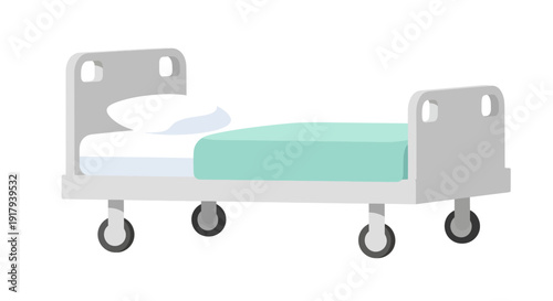 Hospital bed illustration, vector style graphic, healthcare concept, patient care, medical equipment