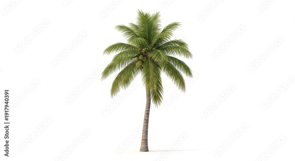 Obraz premium Tropical Coconut Tree Isolated on White Background