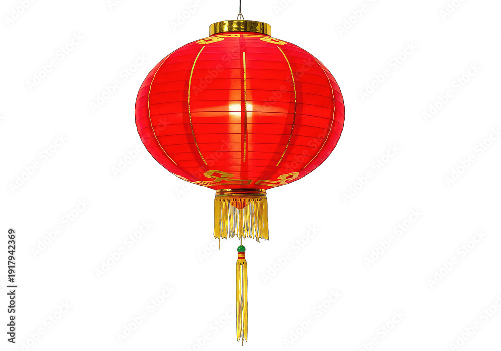 Obraz premium Red Chinese Lantern with Gold Accents and Tassel