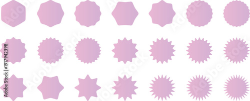 ピンク・紫のグラデーションが綺麗なギザギザの円形フレームとバッジのセット