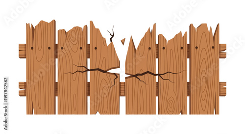 Wooden Fence with Barbed Wire.