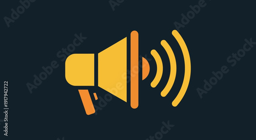 Yellow Megaphone Icon.