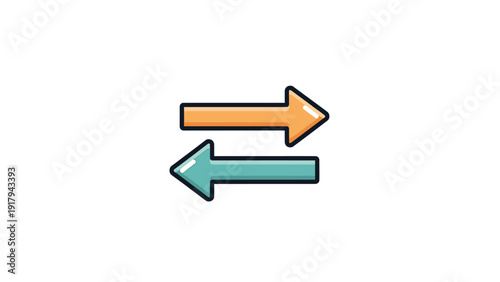 Two colored arrows, one orange pointing right, the other teal pointing left, on a white background