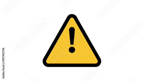 Yellow triangle with black border, containing exclamation mark on white background
