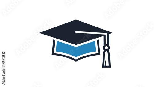 A two-tone graduation cap illustration with tassel against a white background