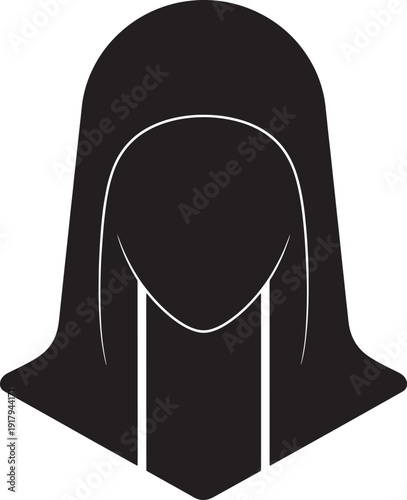 Simple illustration of a woman wearing a hijab headscarf  front view