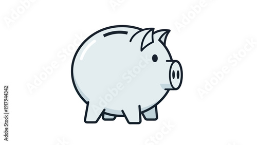 A cartoon-style light-blue piggy bank with dark outlines on a plain white background