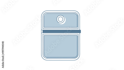 Stylized, rectangular, layered object with rounded corners and a hole
