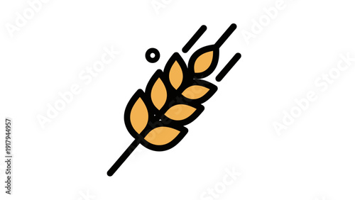 Vector illustration of wheat. It has an orange color for the seeds and black outlines